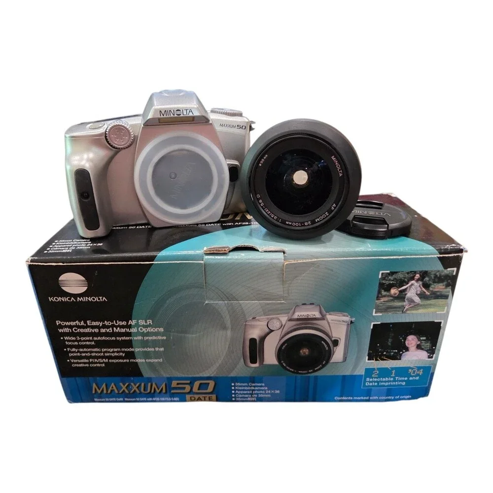 NIB Minolta Maxxum 50 35MM SLR Film Camera with  AF Zoom 28-80mm Vintage